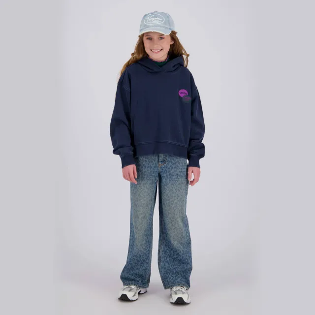 Vingino rechtvallende hoodie met backprint - donkerblauw