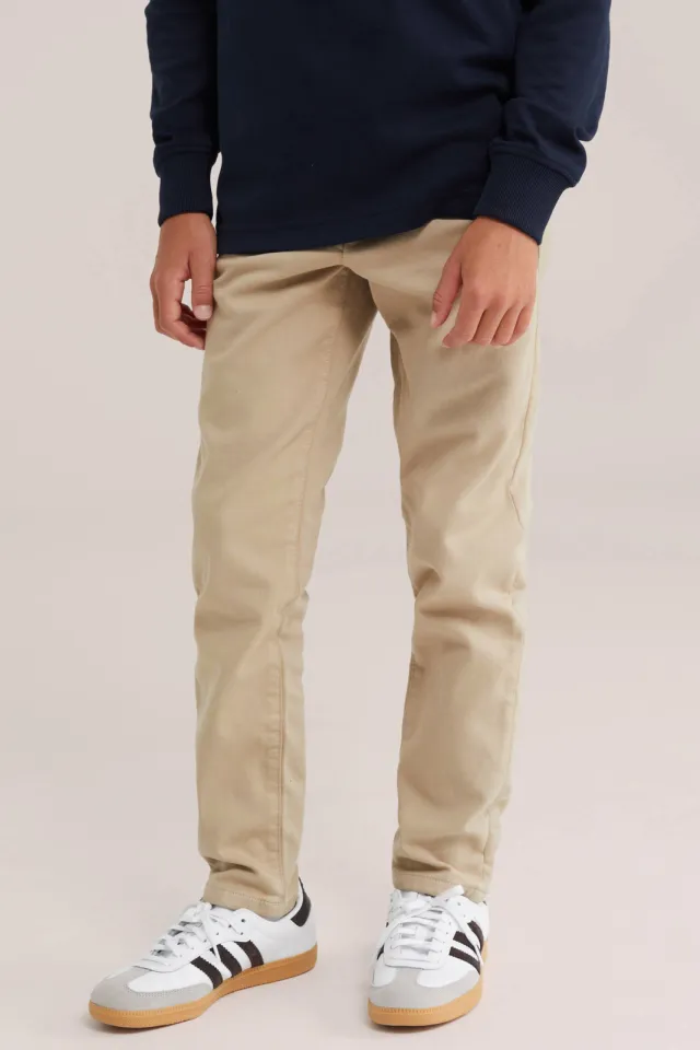 WE Fashion slim chino kaki, foto 3