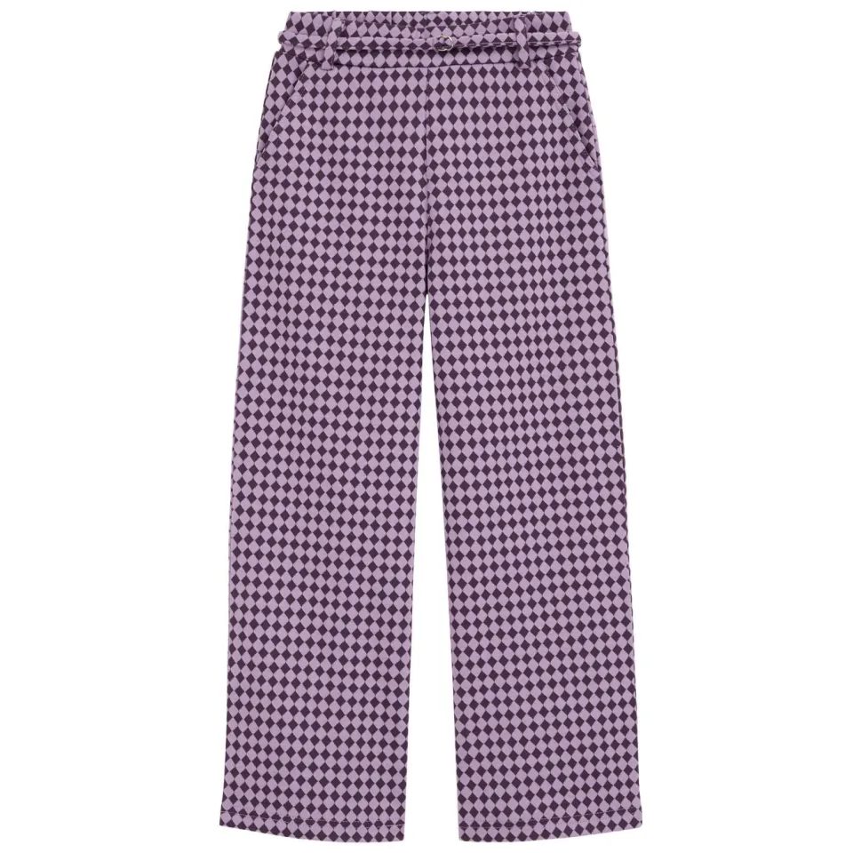 WE Fashion straight leg geruite broek paars, foto 2