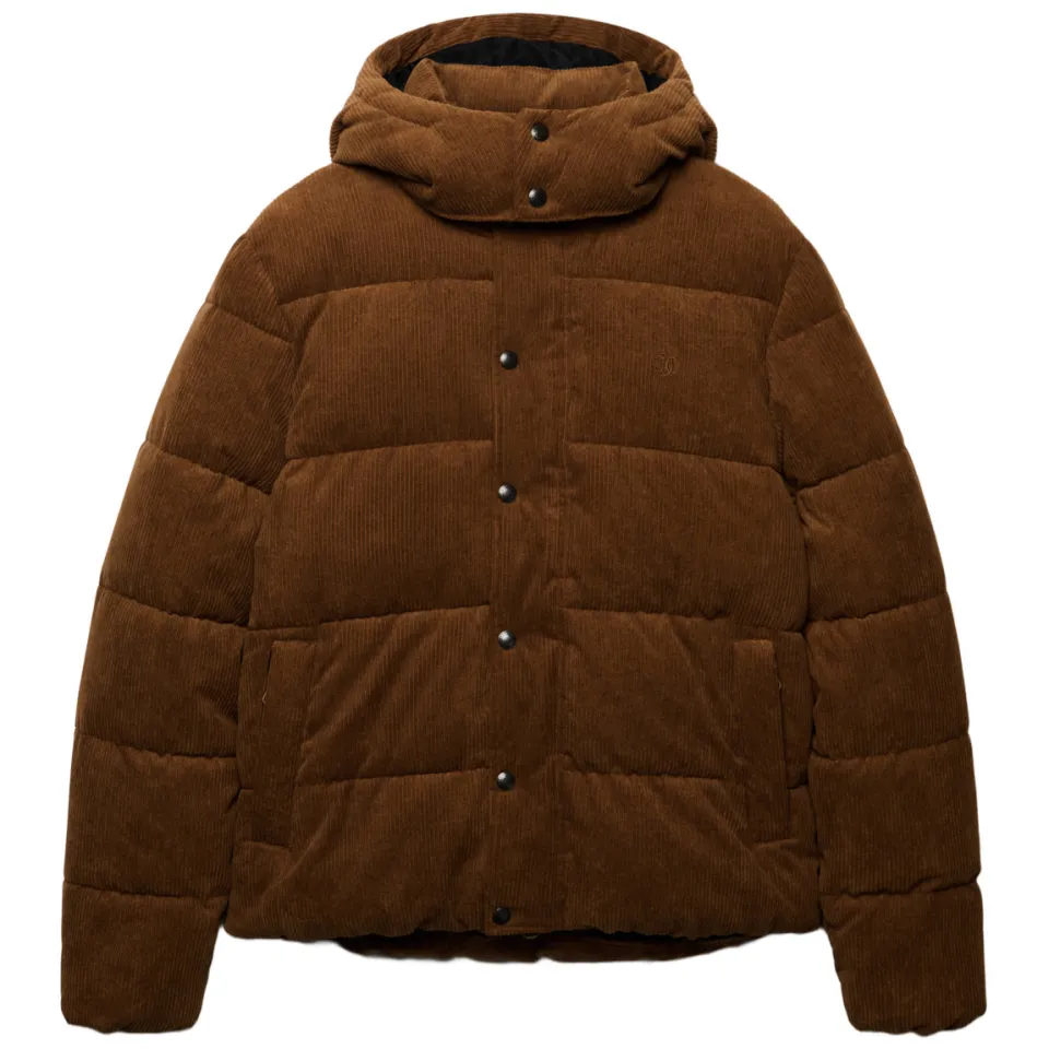 Superdry Premium Hood Cord Puffer corduroy winterjas donkerbruin dark tobacco brown, foto 2
