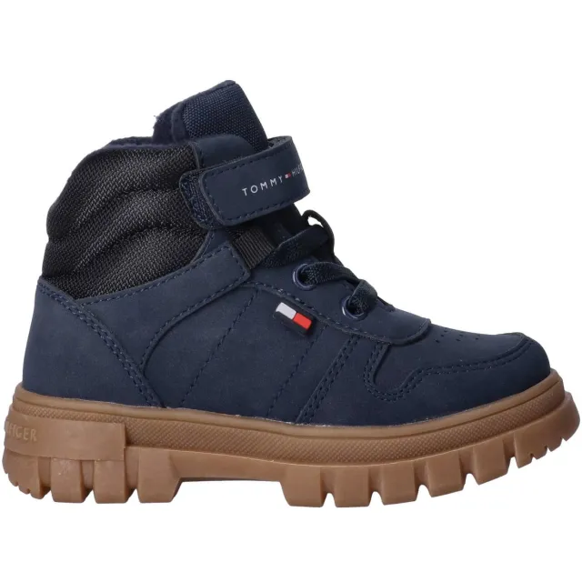 Tommy Hilfiger Peuter/kleuter veterschoenen met profielzool - donkerblauw/zwart