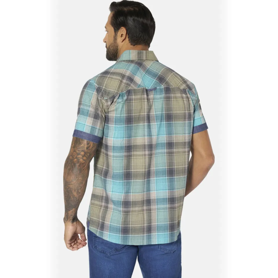 Jan Vanderstorm +FIT Collectie regular geruit casual overhemd Plus turquoise, foto 4