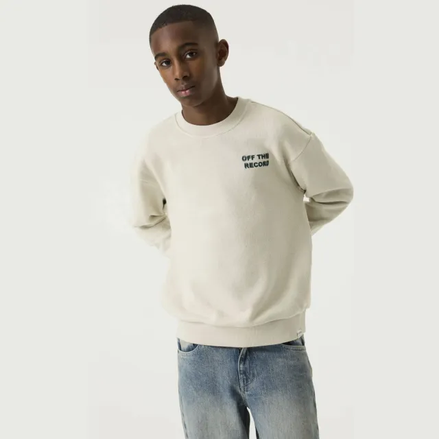 Garcia katoenen rechtvallende sweater met backprint - crème