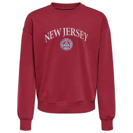 Only & Sons JUNIOR sweat sweater met borduursels en tekst - rood Printopdruk