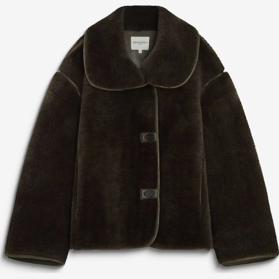 Grace & Mila faux fur jas - kakigroen, foto 2