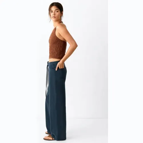 Mango TEEN low waist wide leg jeans - donkerblauw