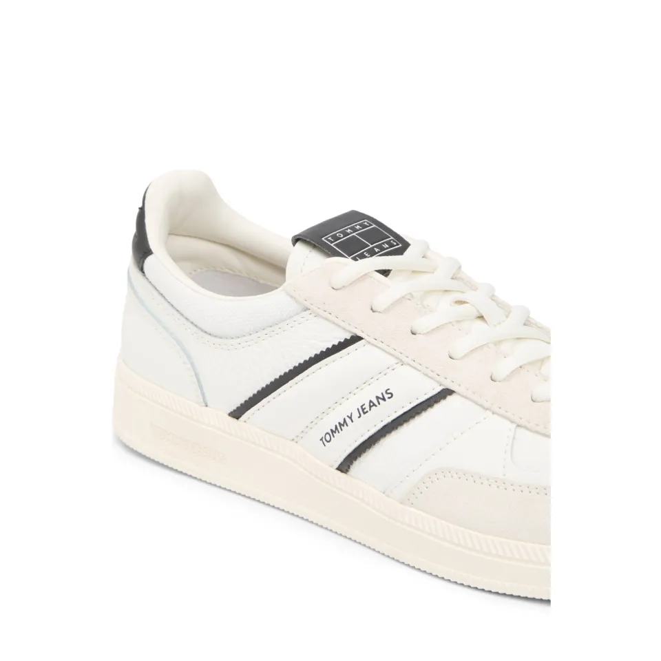Tommy Jeans leren sneakers ecru/zwart, foto 7