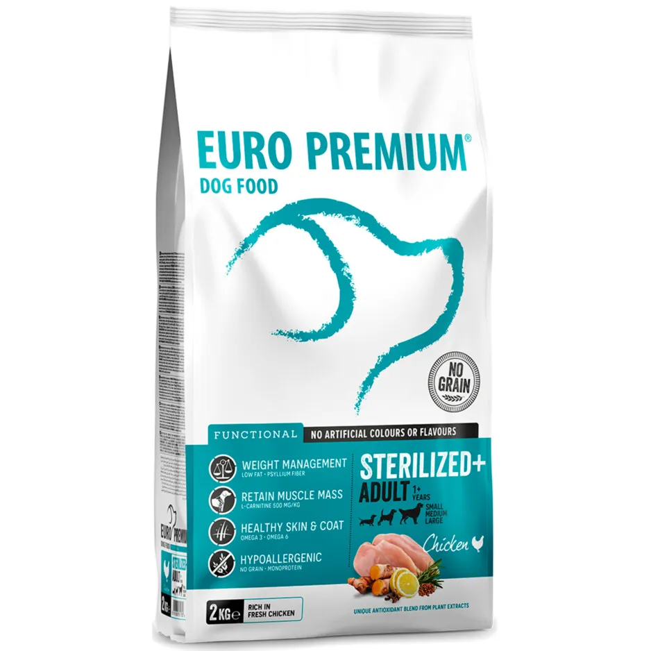 Euro Premium Adult Sterilized+ hondenvoer kip 2 kg, foto 3