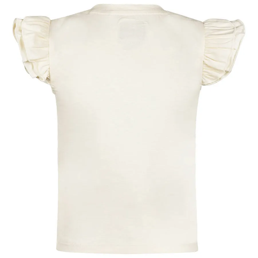 Koko Noko T-shirt ecru effen met ruffels, foto 3