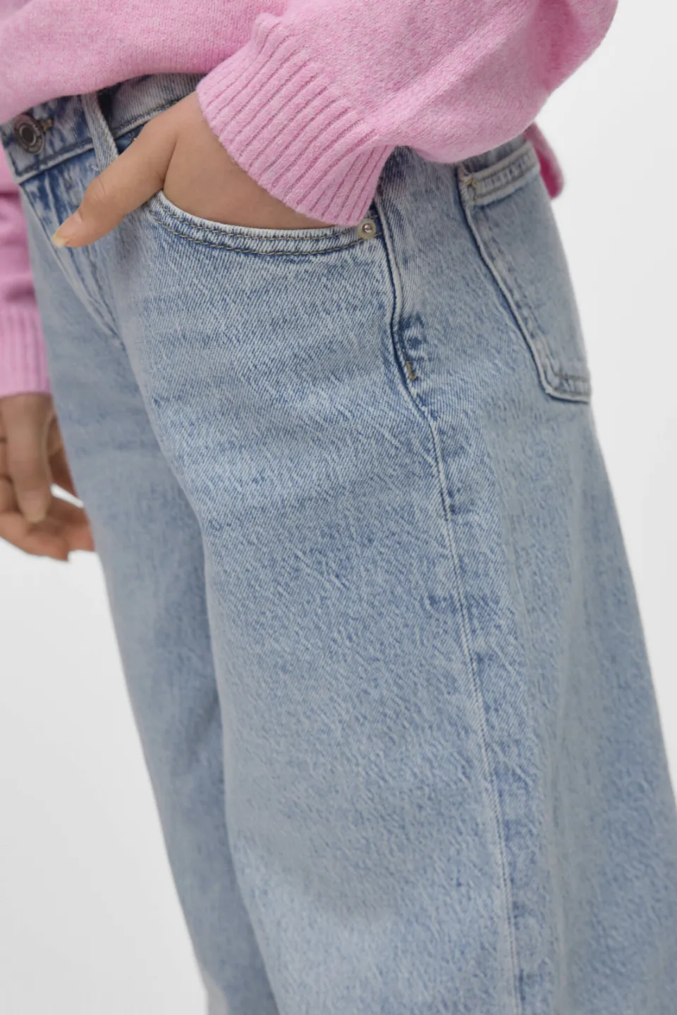 Vero Moda GIRL wide leg high waist jeans light blue denim, foto 5