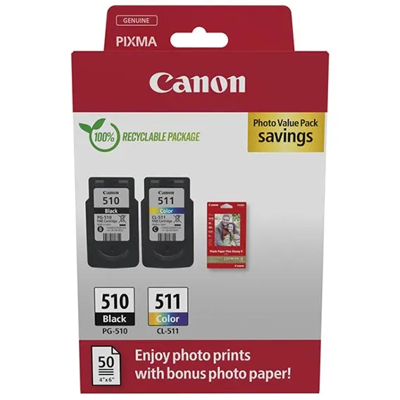 Canon Ink 2970B017 / PG-510/CL-511 BK.C. Zwart