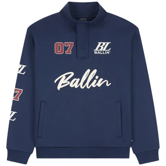 Ballin boxy sweater met backprint - donkerblauw