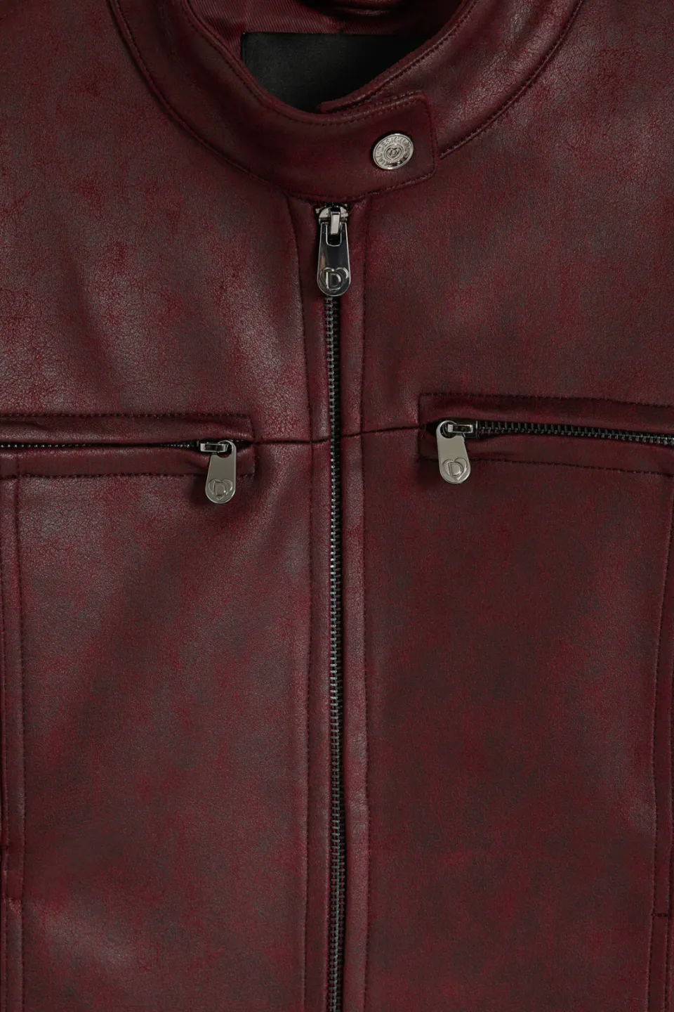 Desigual imitatieleren jas - donkerrood, foto 4