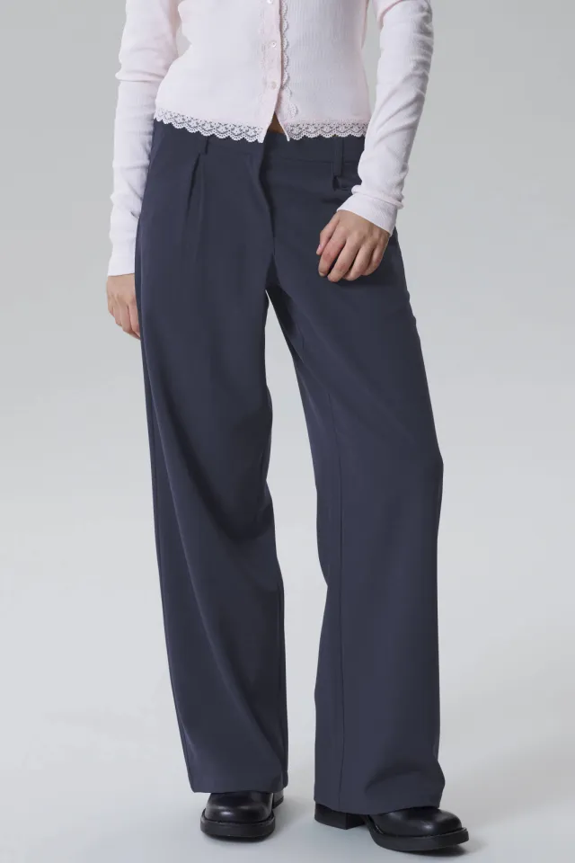 LMTD wide leg casual broek donkerblauw, foto 3