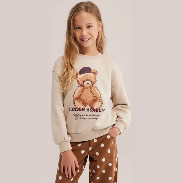 WE Fashion sweater met print - beige