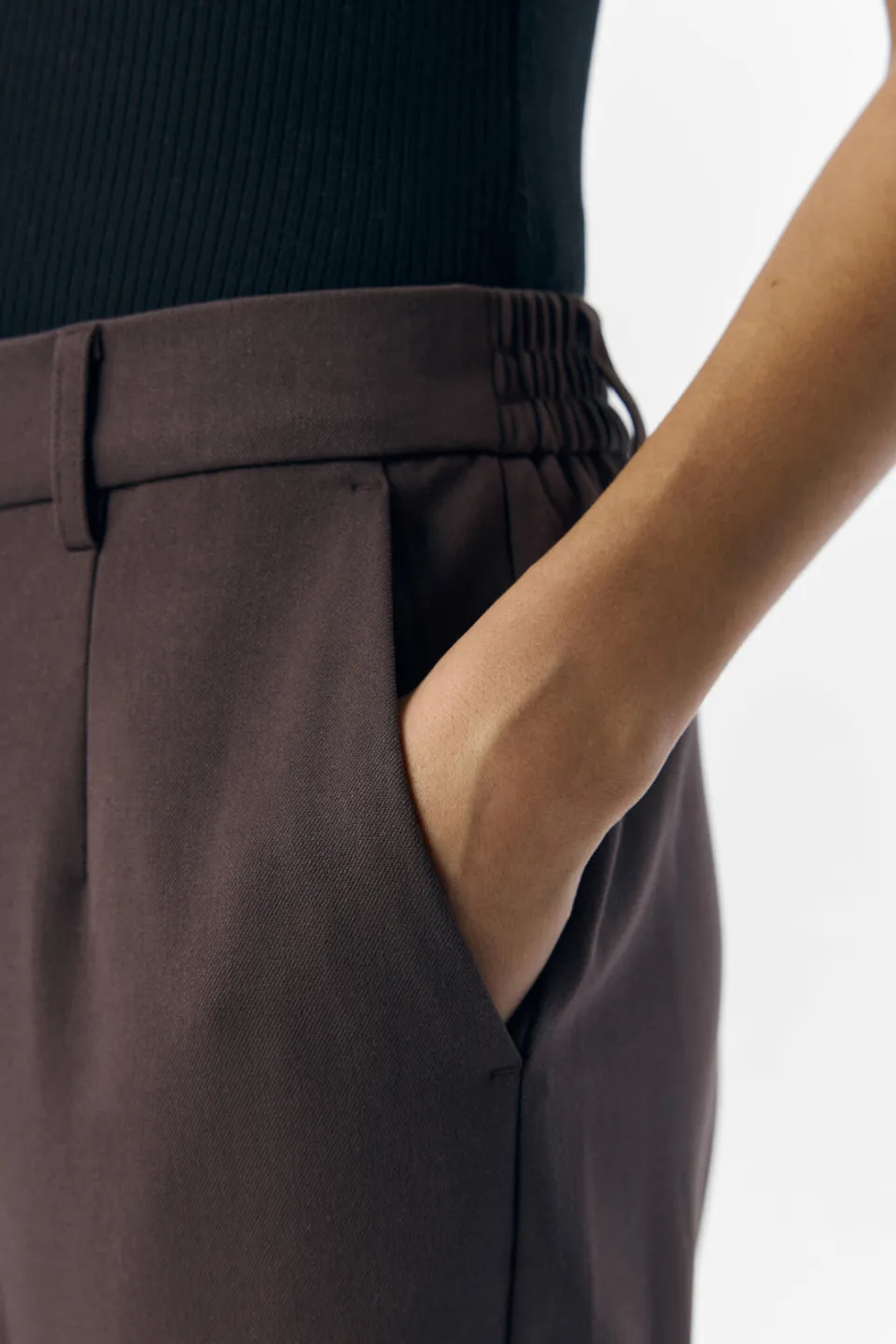 Object slim fit pantalon OBJLISA donkerbruin bruin, foto 4