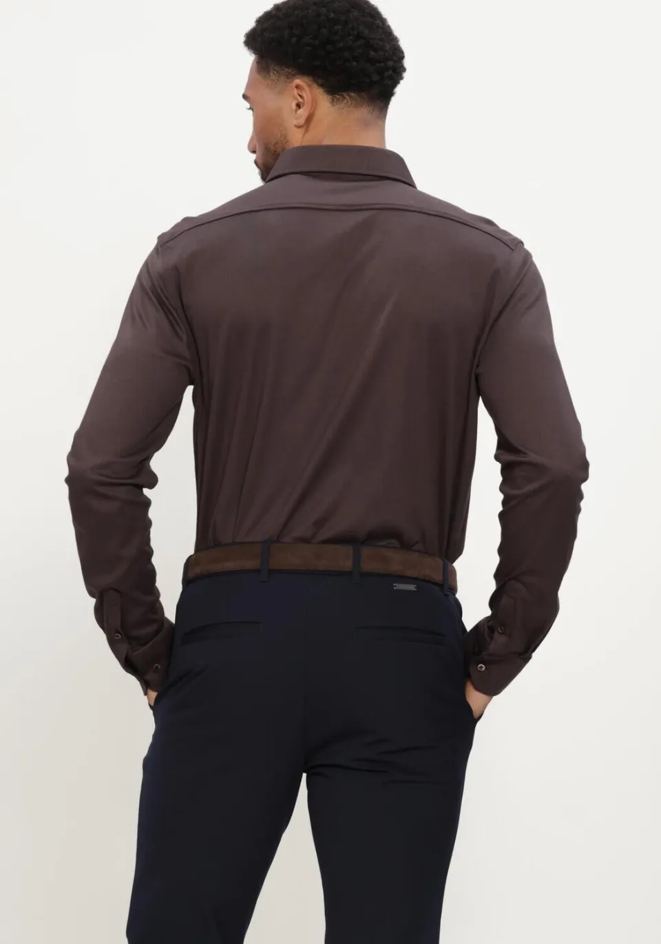 Desoto Luxury Tailored Fit jersey overhemd bruin, foto 3