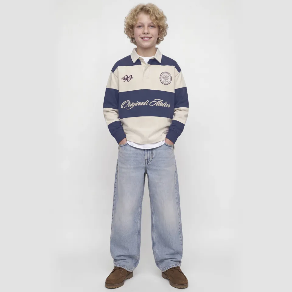 Jack & Jones JUNIOR gestreepte sweater met tekst - marineblauw/ecru, foto 5