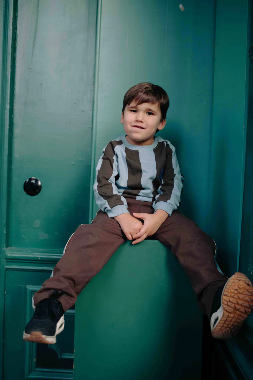 Riffle Amsterdam gestreepte sweater - donkerbruin/lichtblauw, foto 4