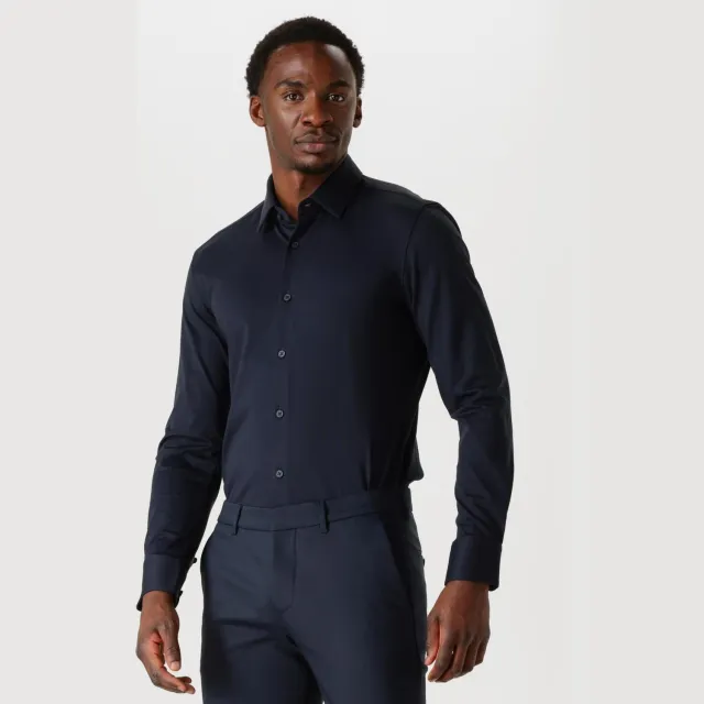 Boss Slim Fit overhemd donkerblauw