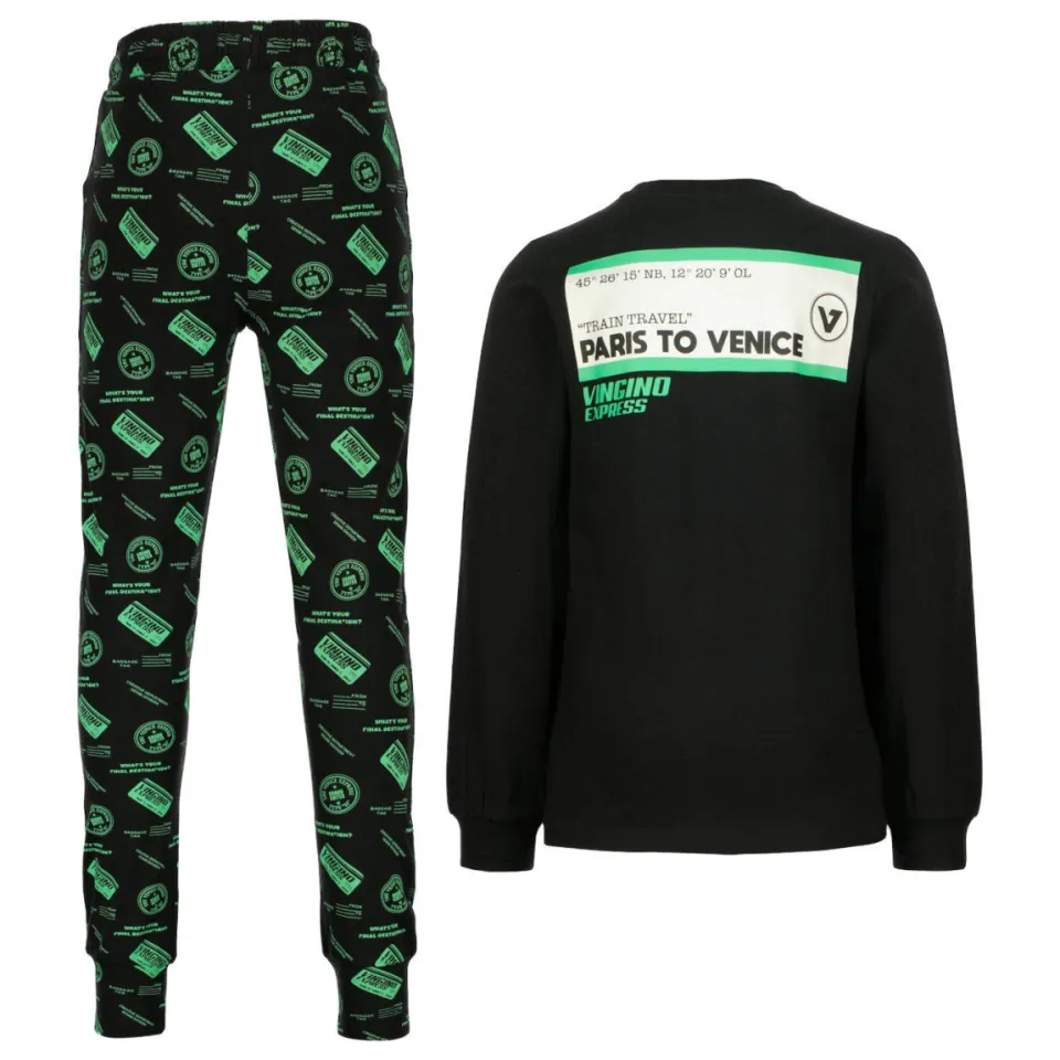 Vingino pyjama zwart limegroen, foto 5