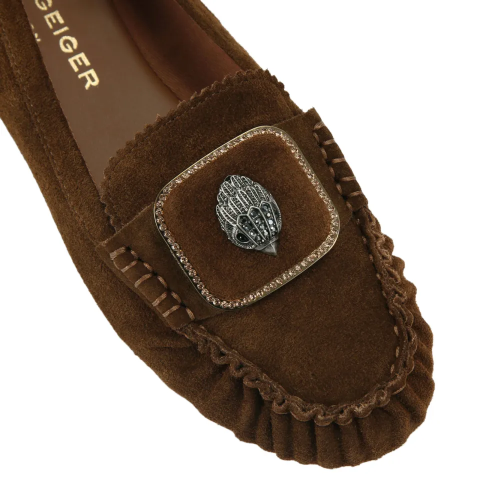 Kurt Geiger Pimlico suède mocassins met strass-steentjes - bruin, foto 5