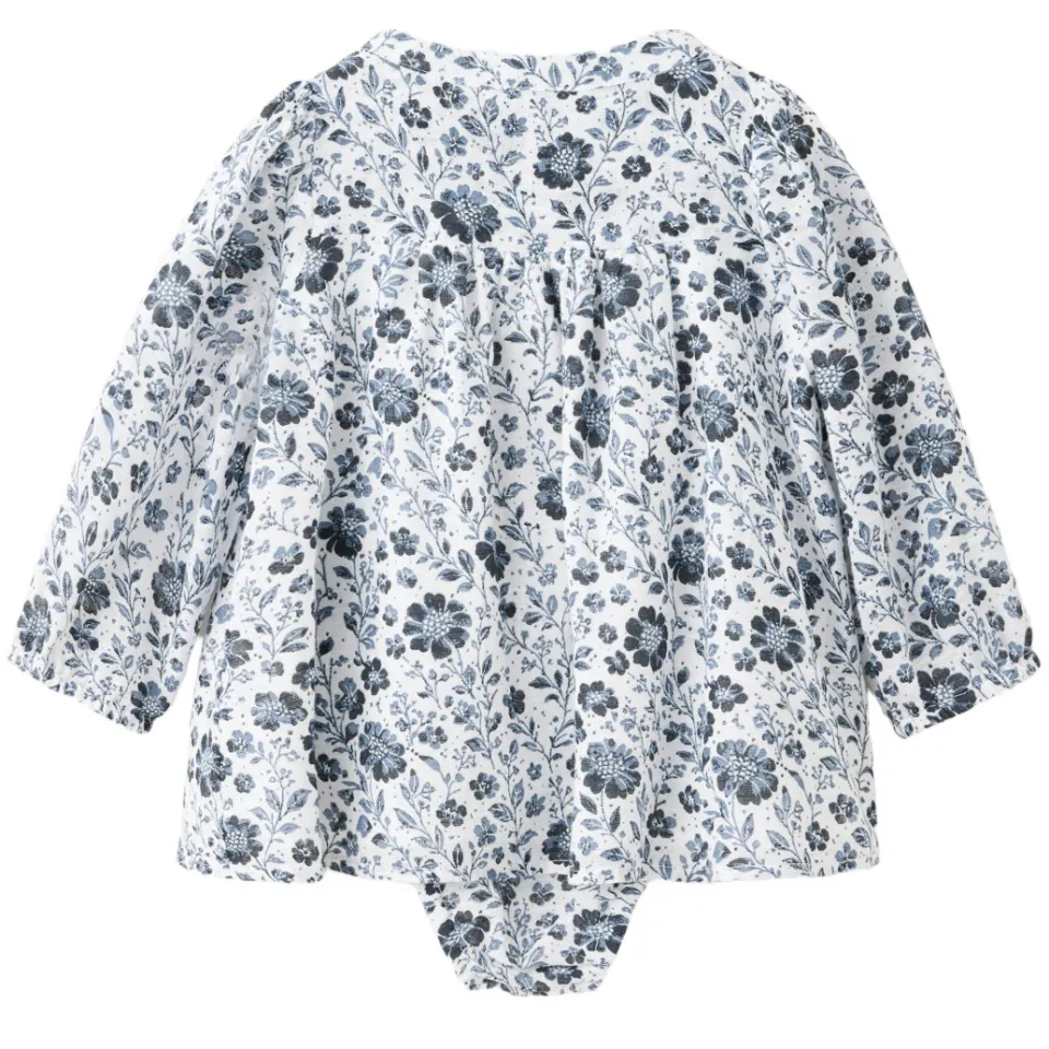 Mango gebloemde babyjurk donkerblauw/ecru, foto 2