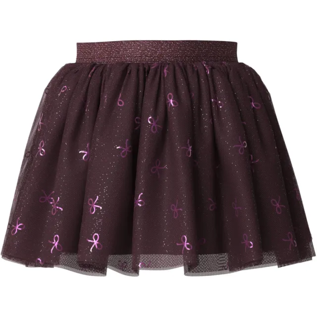 NAME IT MINI korte tule rok met print - wijnrood