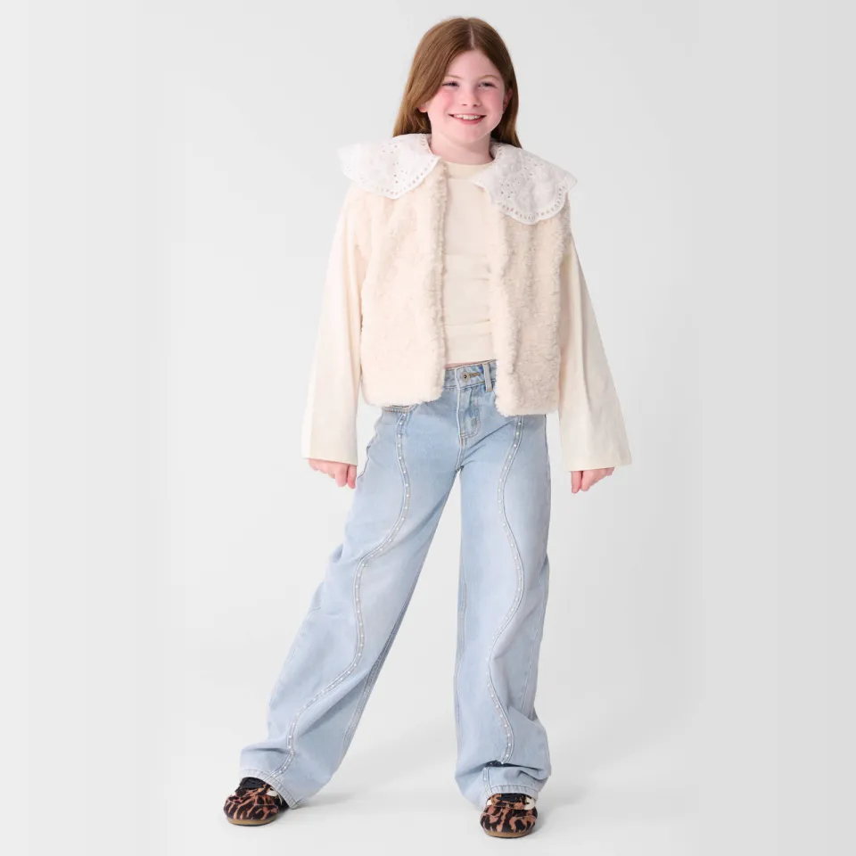 Shoeby wide leg jeans met parels - lichtblauw Light blue denim