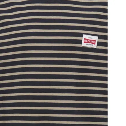 Only & Sons junior gestreepte longsleeve donkerblauw donkerblauw/beige, foto 4