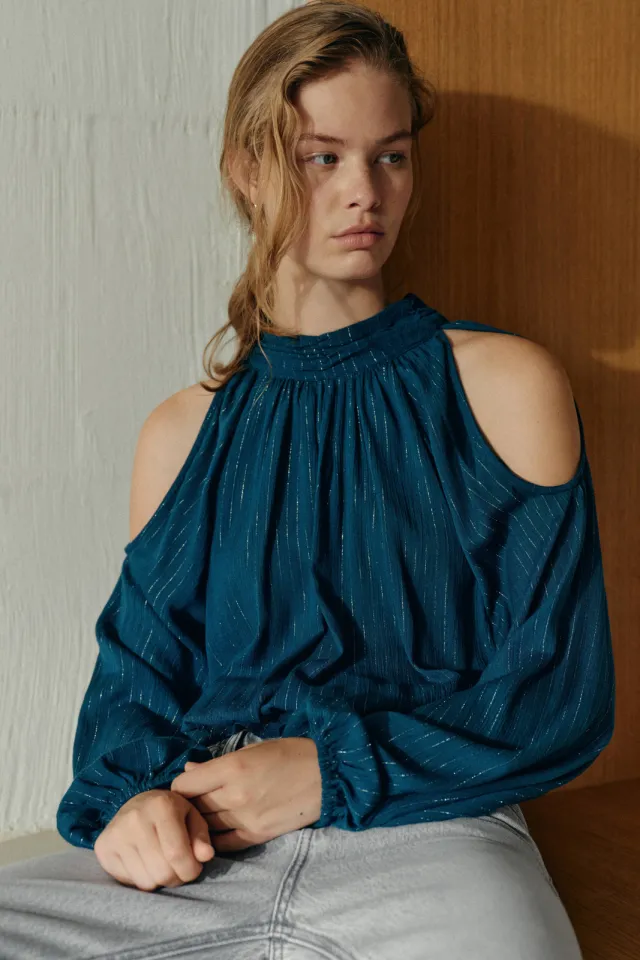 Mango blousetop met glitters blauw, foto 5