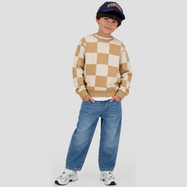 Orange Stars geruite sweater - zand