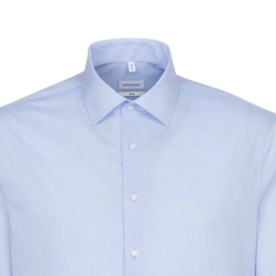 Seidensticker slim fit overhemd lichtblauw middelmatig blauw