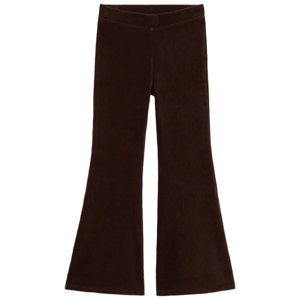 WE Fashion fluwelen flared broek donkerbruin, foto 2