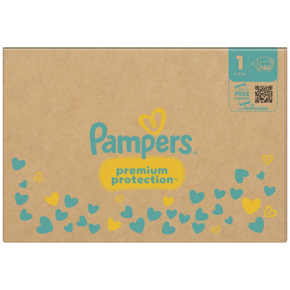 Pampers Premium Protection Maat 1 maandbox - 180 luiers - 2kg - 5kg