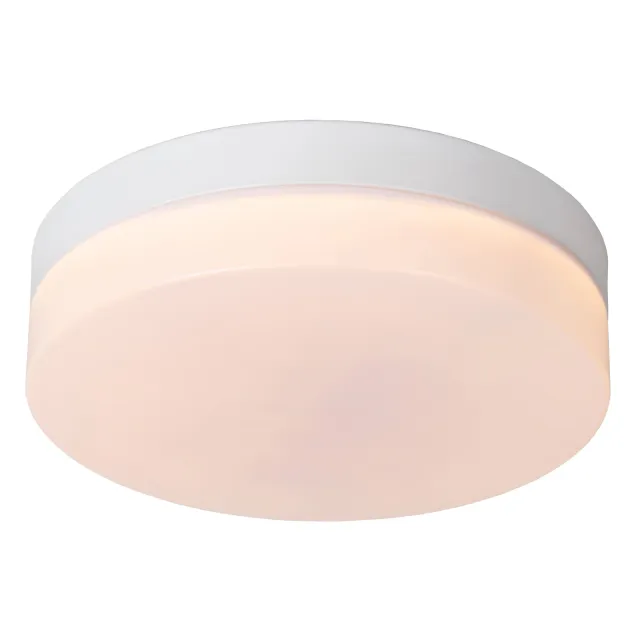 Lucide BISKIT - Plafonnière Badkamer - Ø 23 cm - LED - 1x12W 2700K - IP44 - Bew Wit