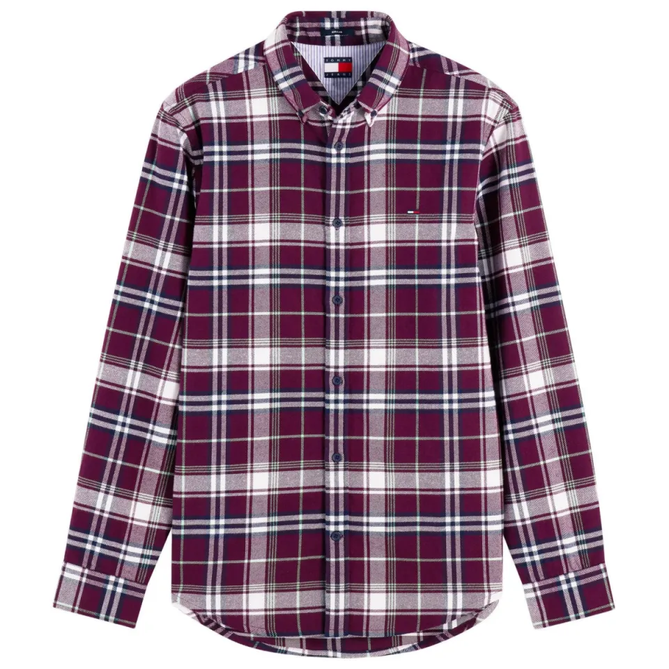 Tommy Jeans flanel regular fit geruit overhemd - calypso berry calypso berry check, foto 2