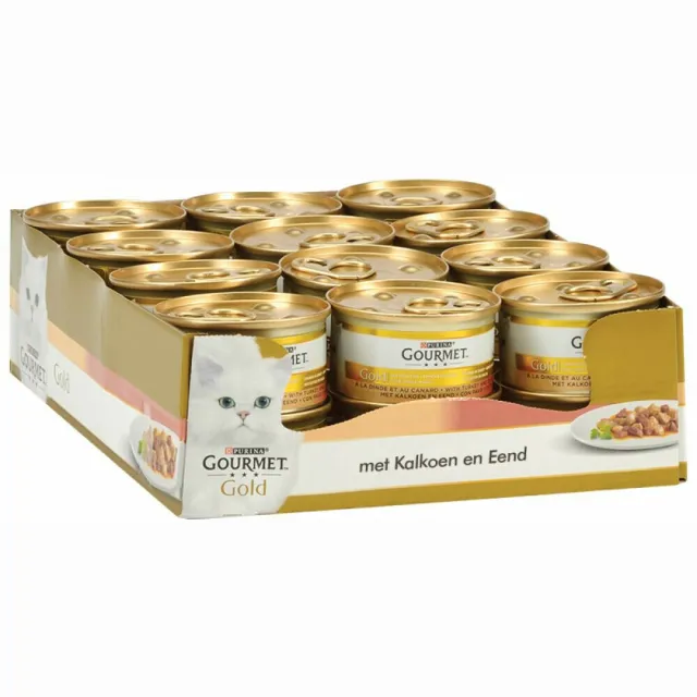 Gourmet Gold Fijne Hapjes kalkoen en eend natvoer kat