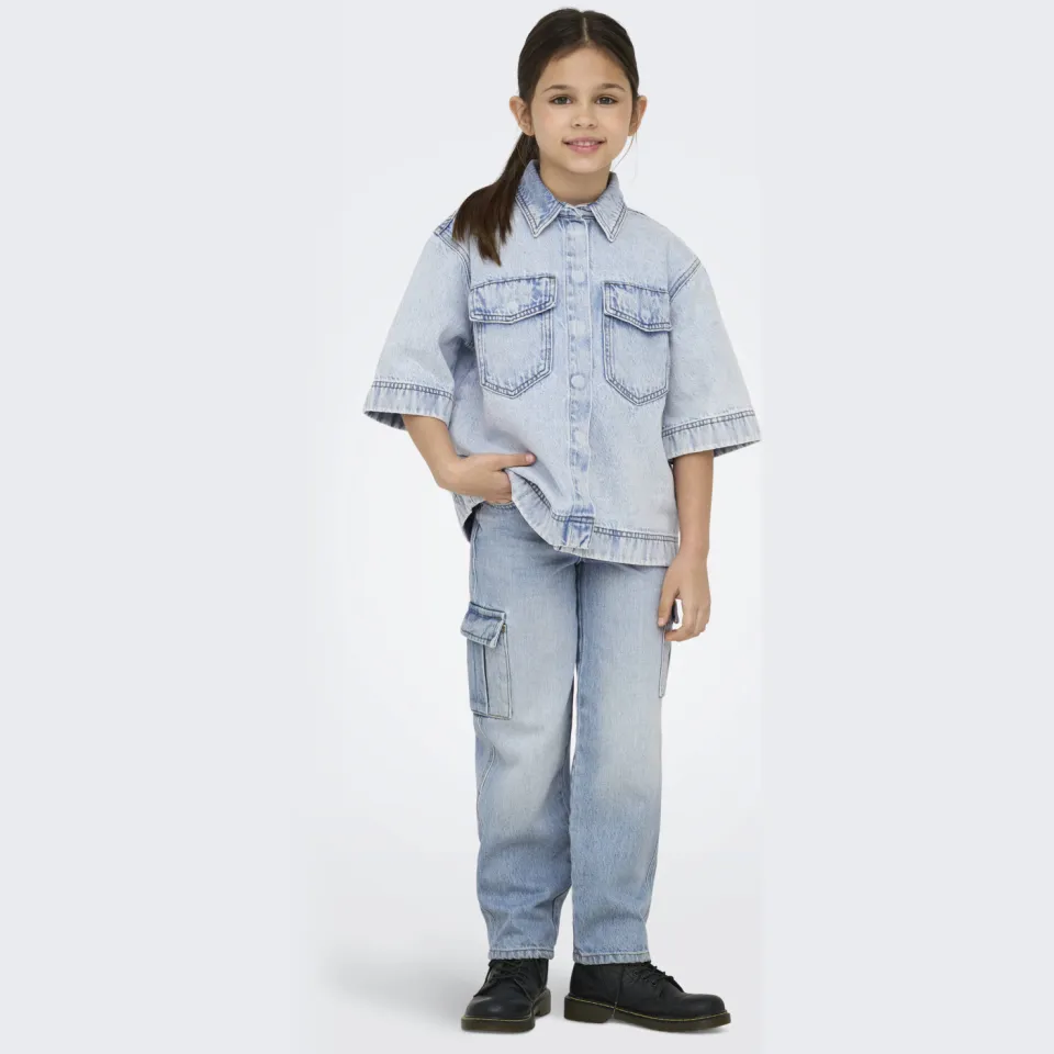 Only KIDS ONLY GIRL wide leg regular waist jeans light blue denim