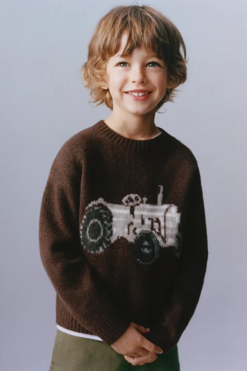 Mango Kids gebreide trui met print - donkerbruin, foto 4