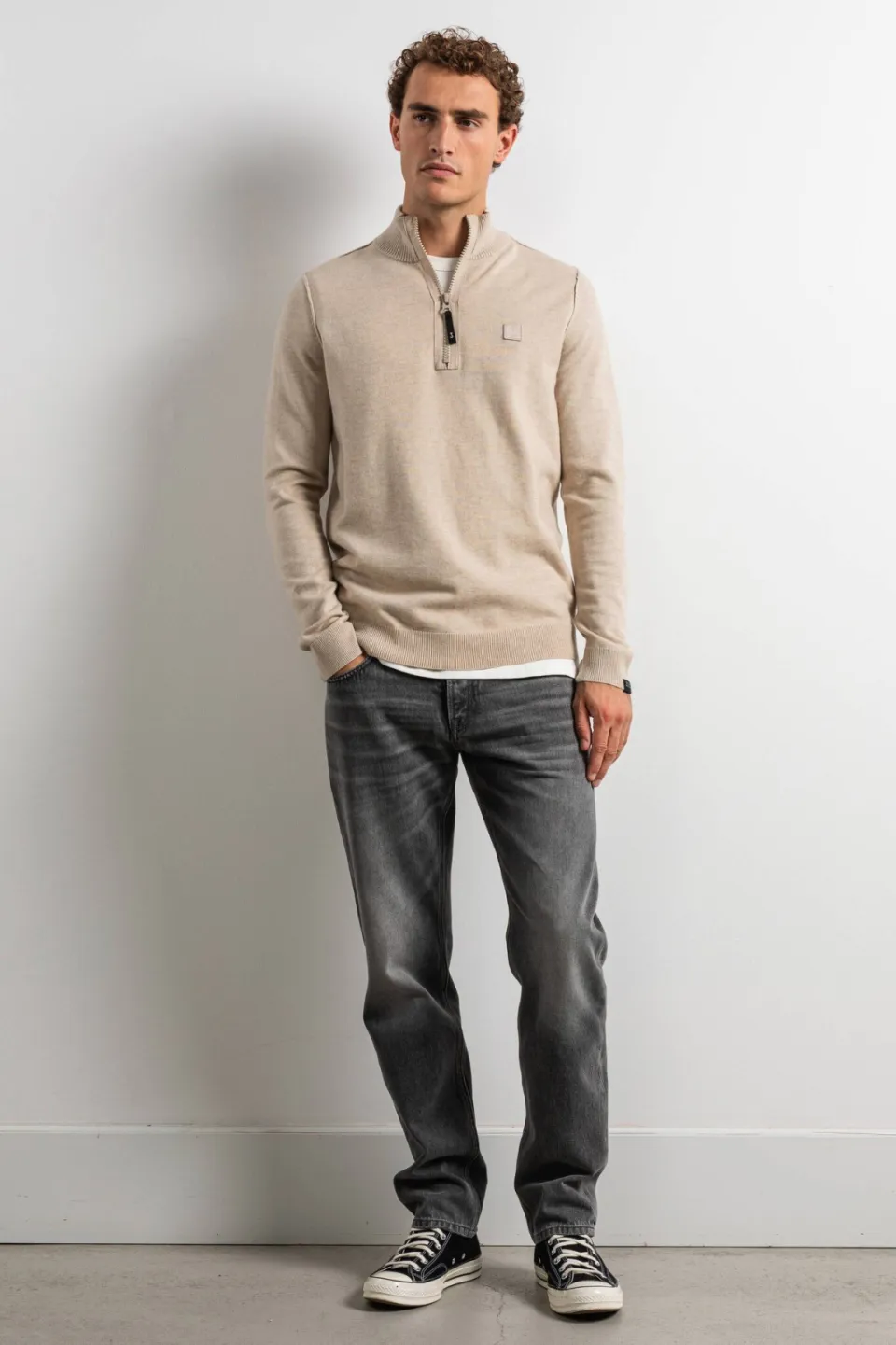 Butcher of Blue regular fit gebreide trui met wol - lt. sand
