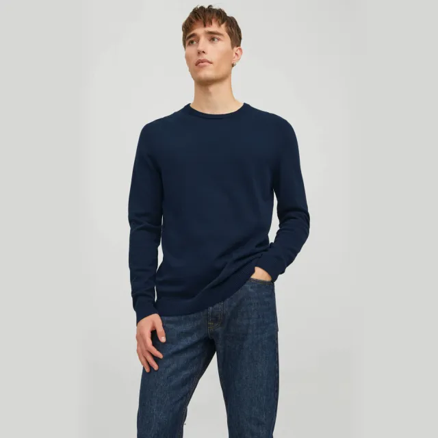 Jack & Jones ESSENTIALS pullover fijn gebreid donkerblauw Navy Blazer