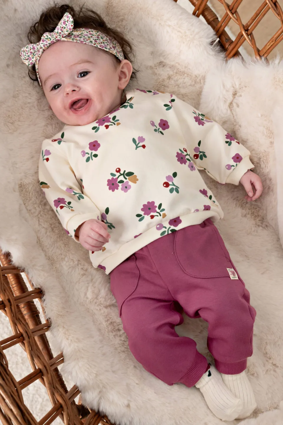 Feetje sweater Afternoon Tea ecru/roze Ecru/berry/groen