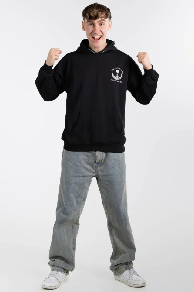 No Way Monday X Job Dutchtuber oversized hoodie met backprint - zwart