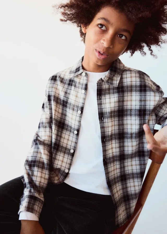 Mango Kids geruit overhemd - antraciet
