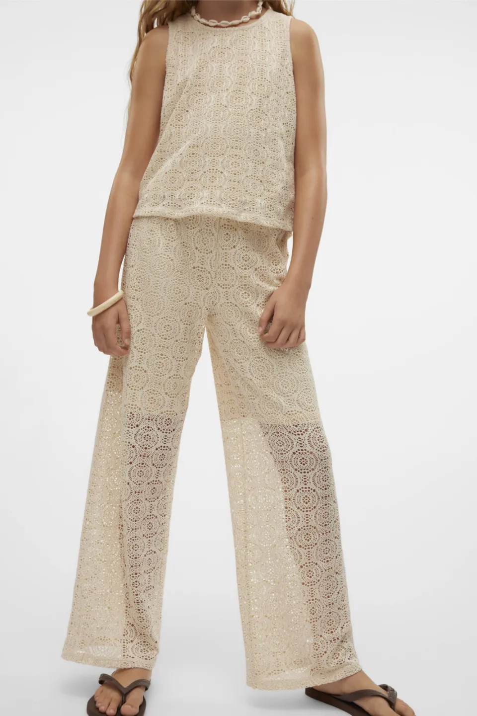 Vero Moda Girl wide leg broek ecru, foto 3