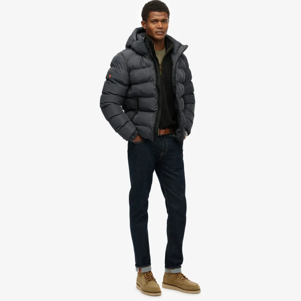 Superdry Hooded Sports Puffer winterjas antraciet, foto 4