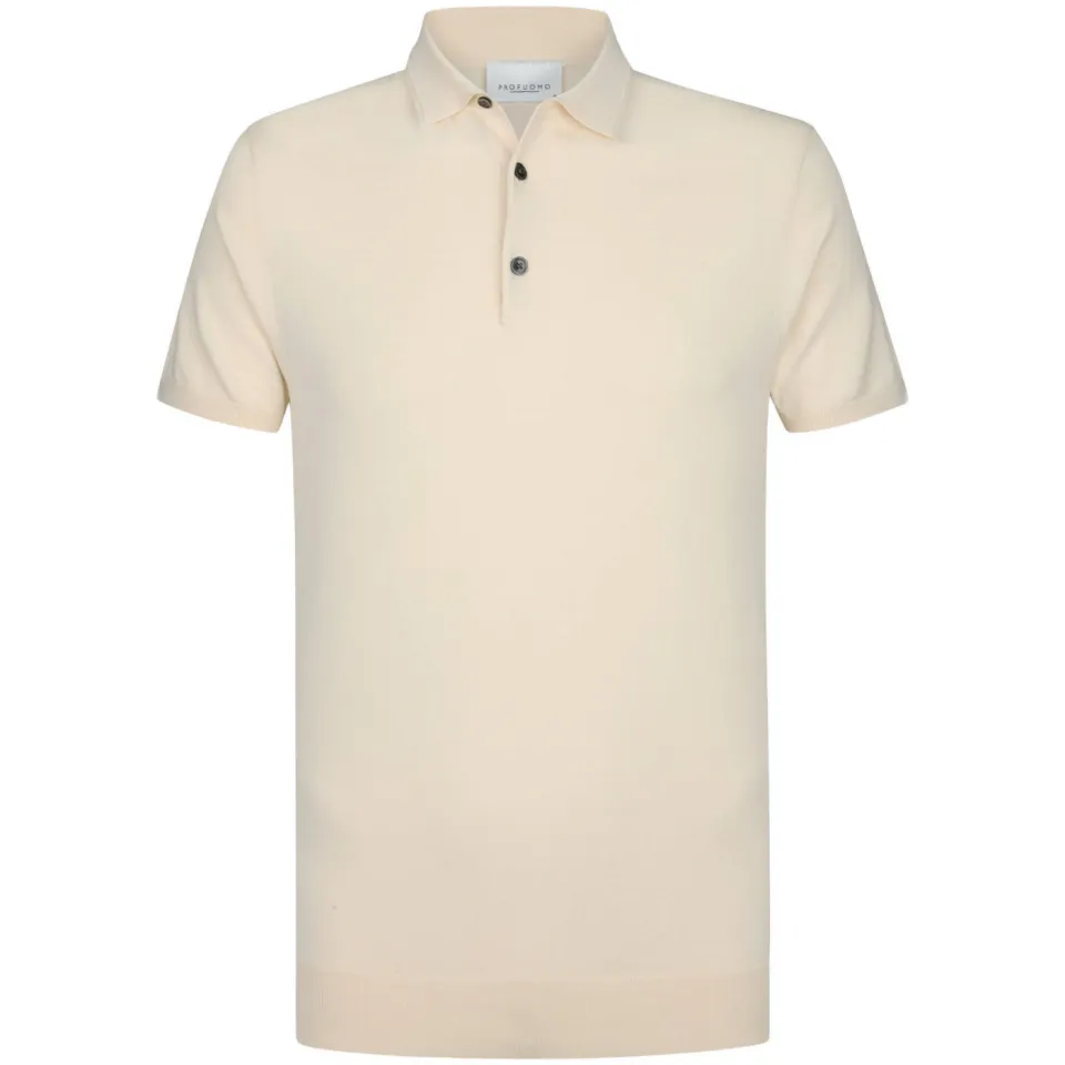 Profuomo zijden regular polo ecru fijn gebreid, foto 2
