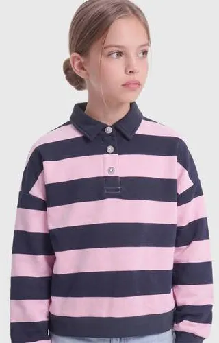 KIDS ONLY GIRL gestreepte sweater - donkerblauw/roze, foto 5