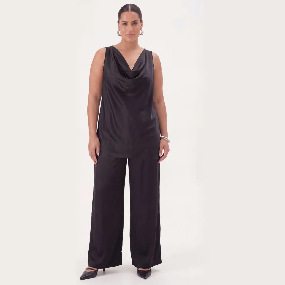 Yoek Plus Size satijnen top - zwart, foto 2